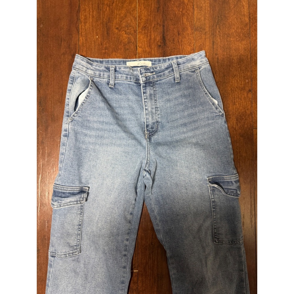 KanCan Cargo Wide Leg Flare Jeans Size 27 Light Wash Excellent KC5504M Utility - Picture 2 of 8